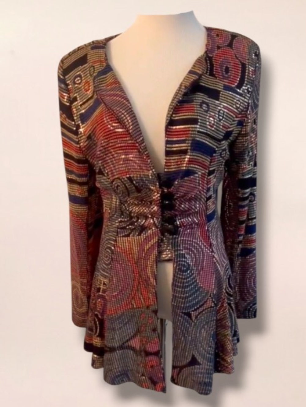 VTG JANINE ITALY Vintage Multicolor Paillette Jacket Size Large